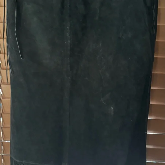 bebe Asymmetrical Black Leather Fringe Skirt - Picture 5 of 6